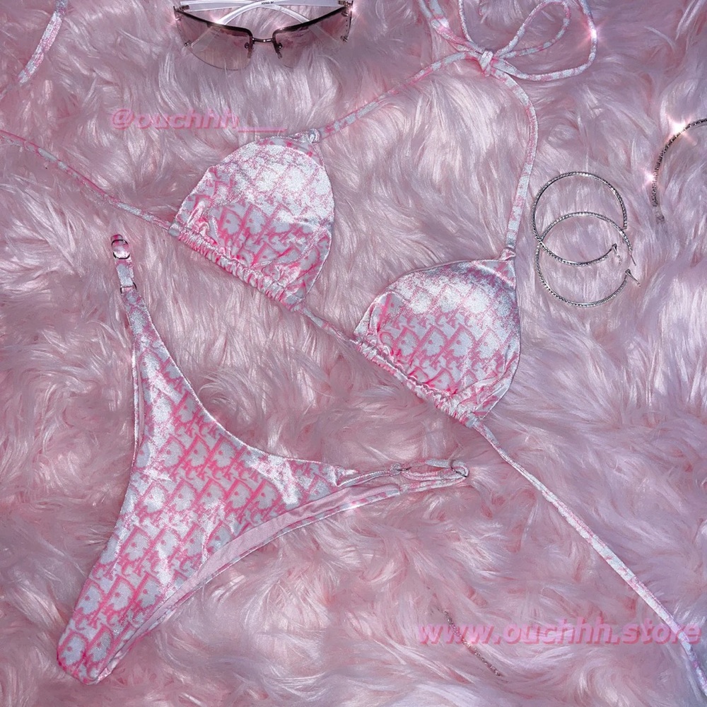 Pink Patterned Bikini Set